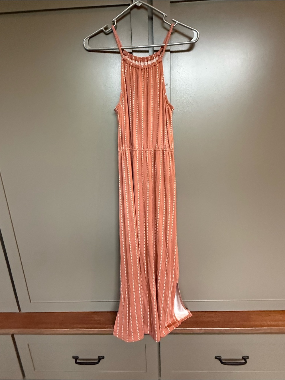 Girls' Coral Striped Maxi Dress